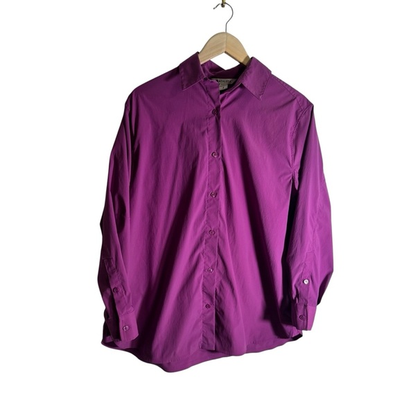 Athleta Poplin Top Oversized Button Down Shirt Jazzy Purple Women's Size Small - Picture 4 of 8